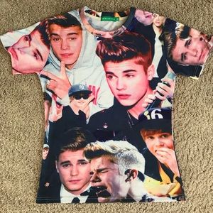 Justin Bieber face collage shirt